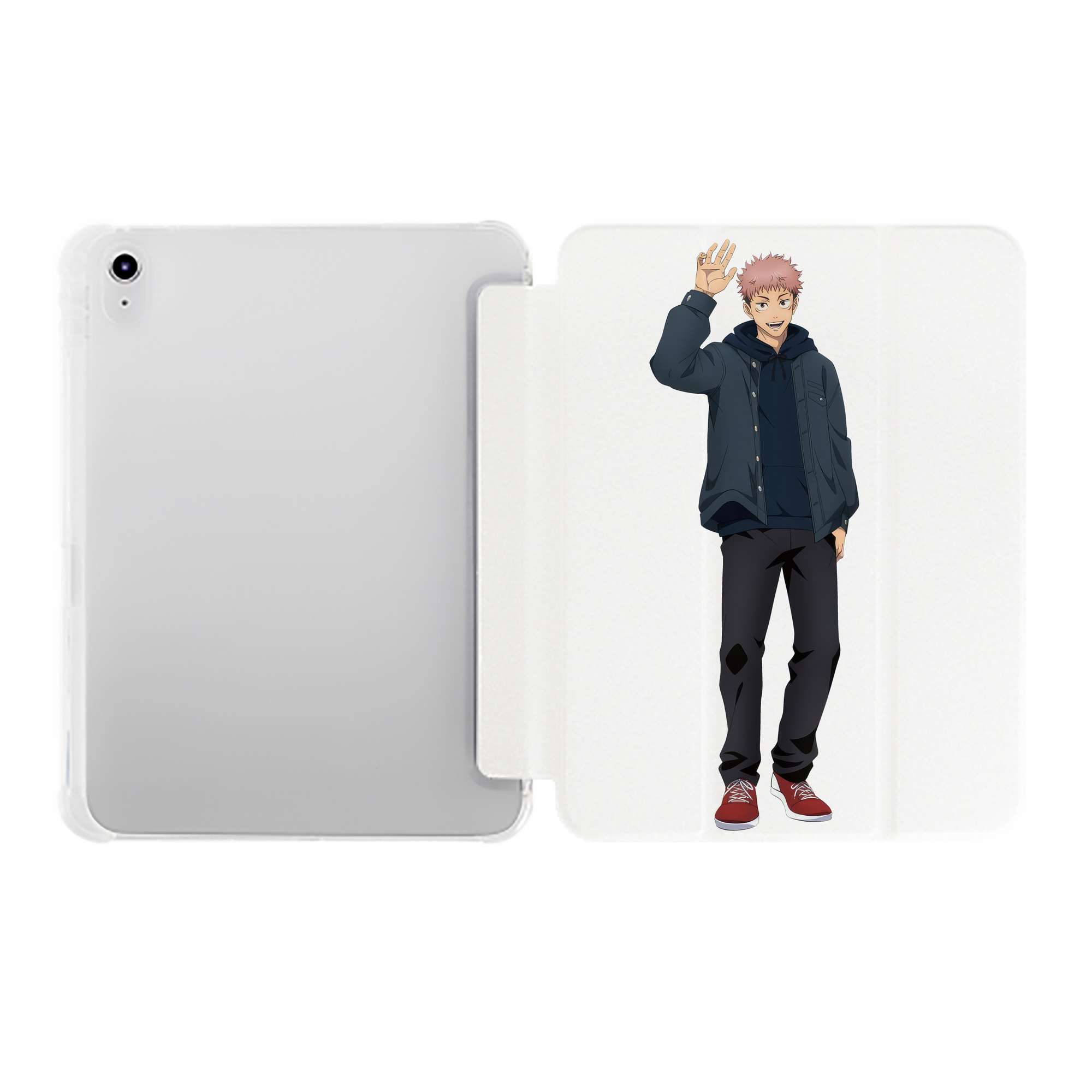 （画像用） 呪術廻戦 Jujutsu Kaisen IPad ケース ペン収納付き 三つ折りスタンド PUレザー×シリコン 対応機種9.5/10.5/10.9インチ
